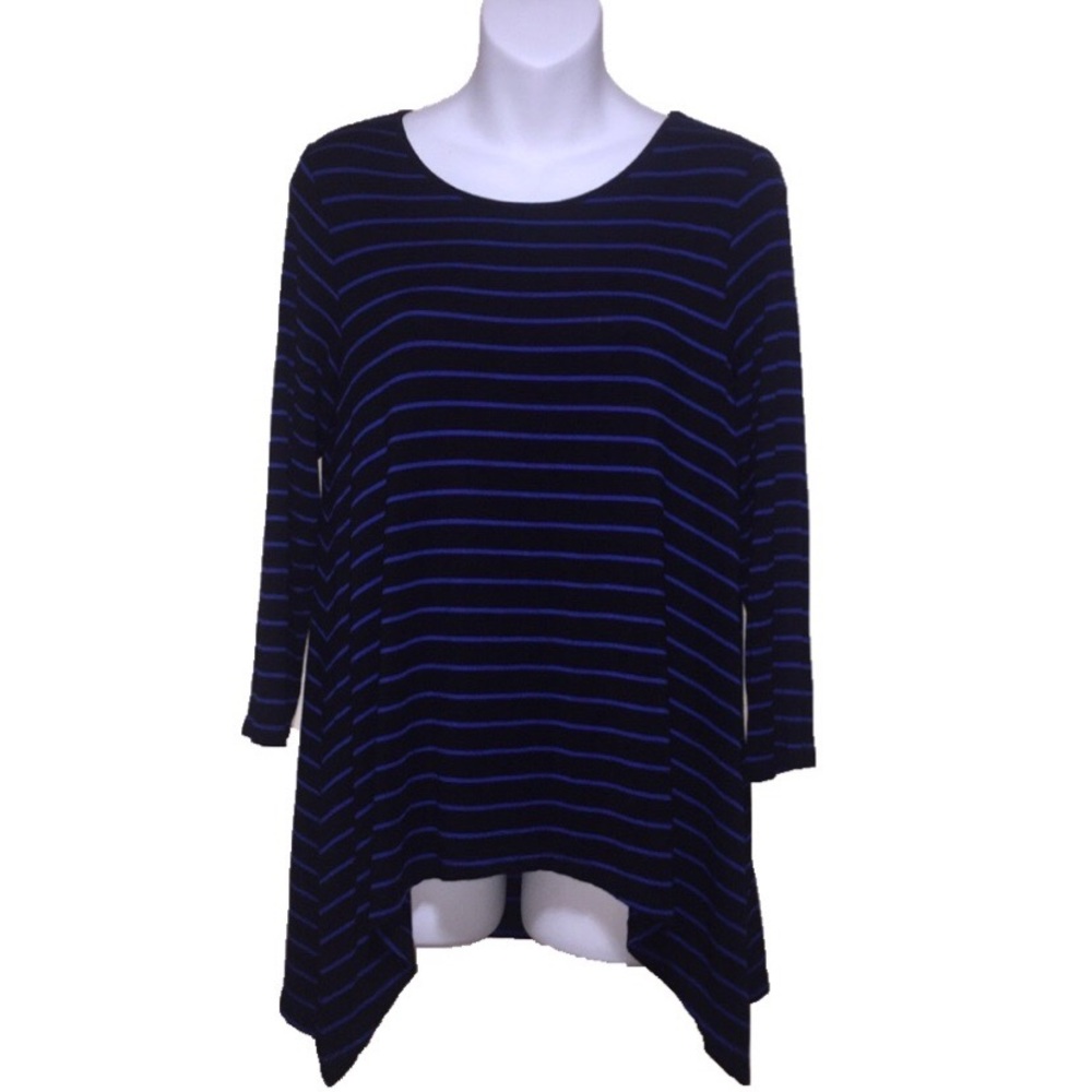 CABLE & GAUGE black and blue stripped top